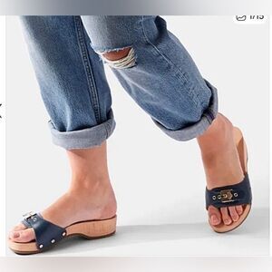 Dr Scholl’s Original Classic Wooden Slide Sandle Navy Size 7